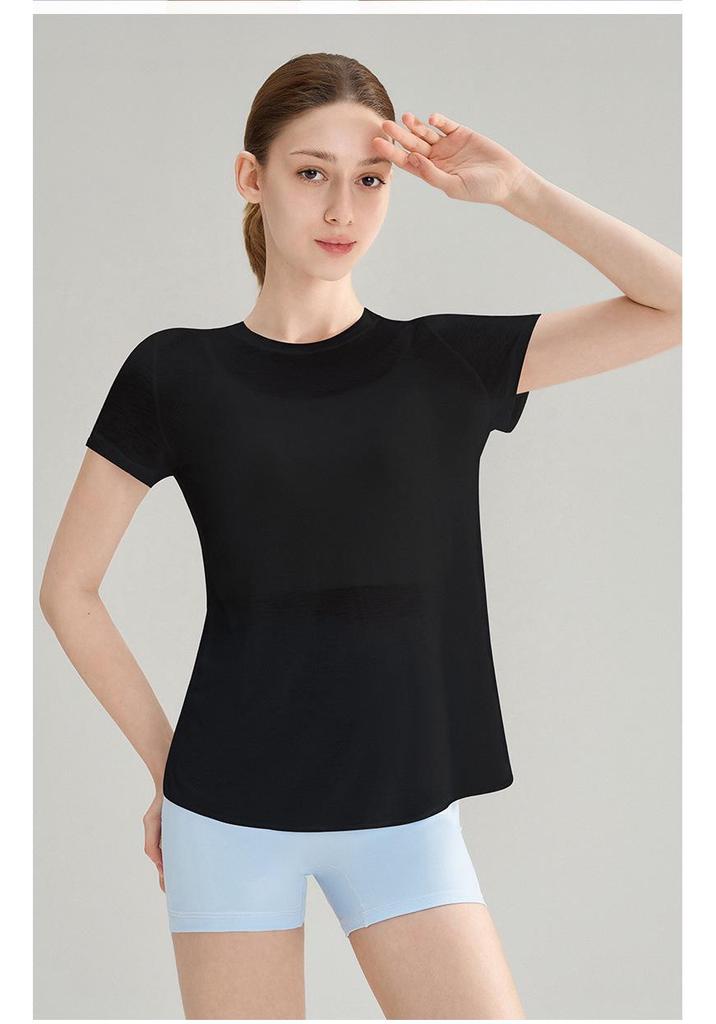 Women's Bamboo Yarn Hollowed Back Quick-Dry Yoga T-Shirt