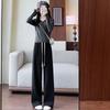 Wide-leg Pants Autumn and Winter New High-waisted Thin Loose Straight Pants Gray Casual Trousers Women's Clothing