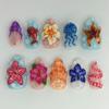24 STUKS Zomer Kleurrijke Oceaan Amandel Nepnagels Schattige 3D Bloemen Kwallen Schelp Press on Nails Strand Vakantie Stijl Acryl Nagels