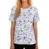 Women Postoperative Short Sleeve Floral Print Shirt with Shoulder Zipper and Side Hook and Loop Closure for Easy Dressing Comfort