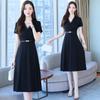 Hepburn-Inspired Slim-Fit Black Knee-Length Dress for Spring/Summer