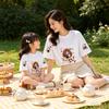 Summer 100% Cotton Horse Girl Print Matching Mother-Daughter Round Neck T-shirt