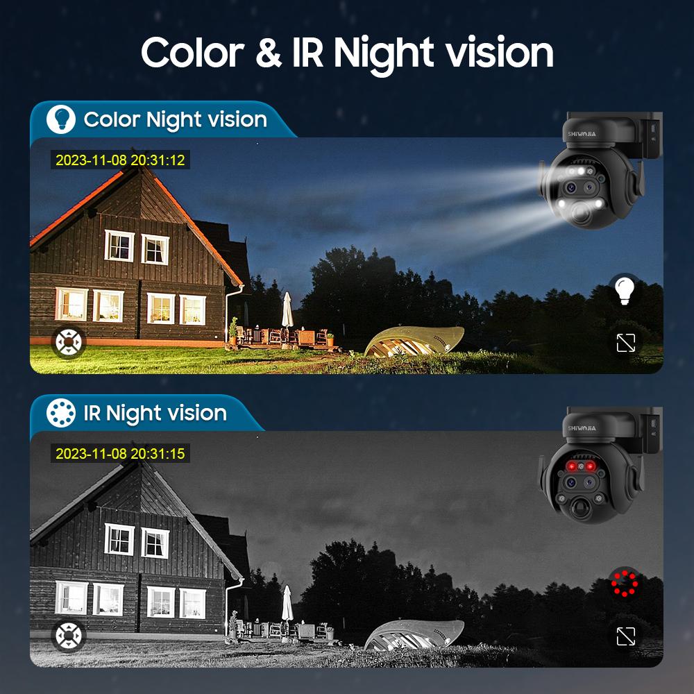 12X Zoom 4G LTE Solar Security Camera 8MP Night Vision Dual-Lens Outdoor WiFi Solar Battery Camera PIR Human Detection