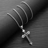 Black Cross Pendant Necklace Stainless Steel Chain Hip-hop Punk Jewelry Gifts