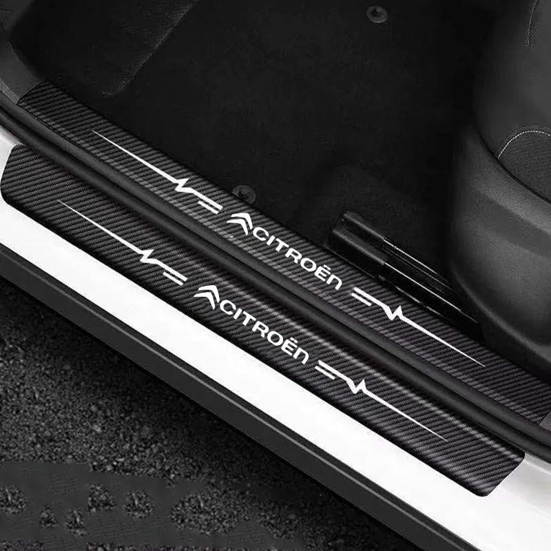 Kolfiber Bil Dörrtröskel Skyddsklistermärken för Citroen Xsara C-Elysee Jumpy DS3 DS4 DS4S DS5 DS7 Berlingo C2 C3 Reptålig