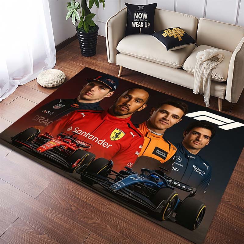 F1 Rennfahrer Helm Druck Rutschfest Groß Wohnzimmer Teppich Weich Verschleißfest Motorsport Sofa Schlafzimmer Heimdekoration Boden Teppich