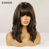 Fluffy Brown TypeWig for Women Long Wavy Bob HairTypeWigs with Bangs Daily Cosplay Party Hair
