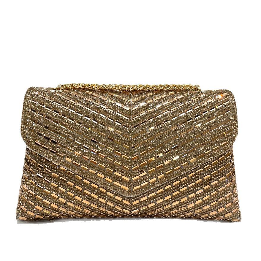 Dame Glitrende Rhinsten Glitter Clutch Taske Aftenhåndtaske Skuldertaske til Bryllupsfest Bal Crossbody Taske Med Kæde Aften Taske til Kvinder