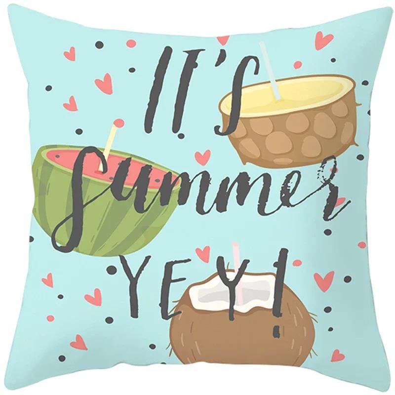 Tropical Style Fruit Cactus Printed Pillow Case Home Decor for Sofa Office Polyester Throw Pillow Cover Decorative Cushion Cover