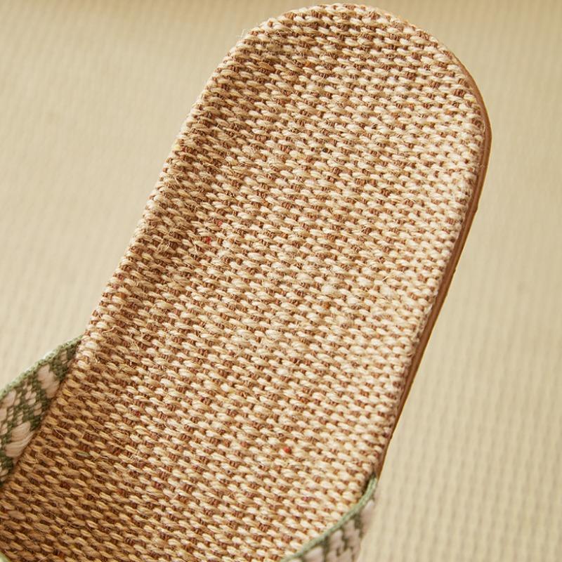 Linen Slippers Home Furnishing Women's Summer Slippers Indoor Hotel Sandals Non-slip Silent Slippers