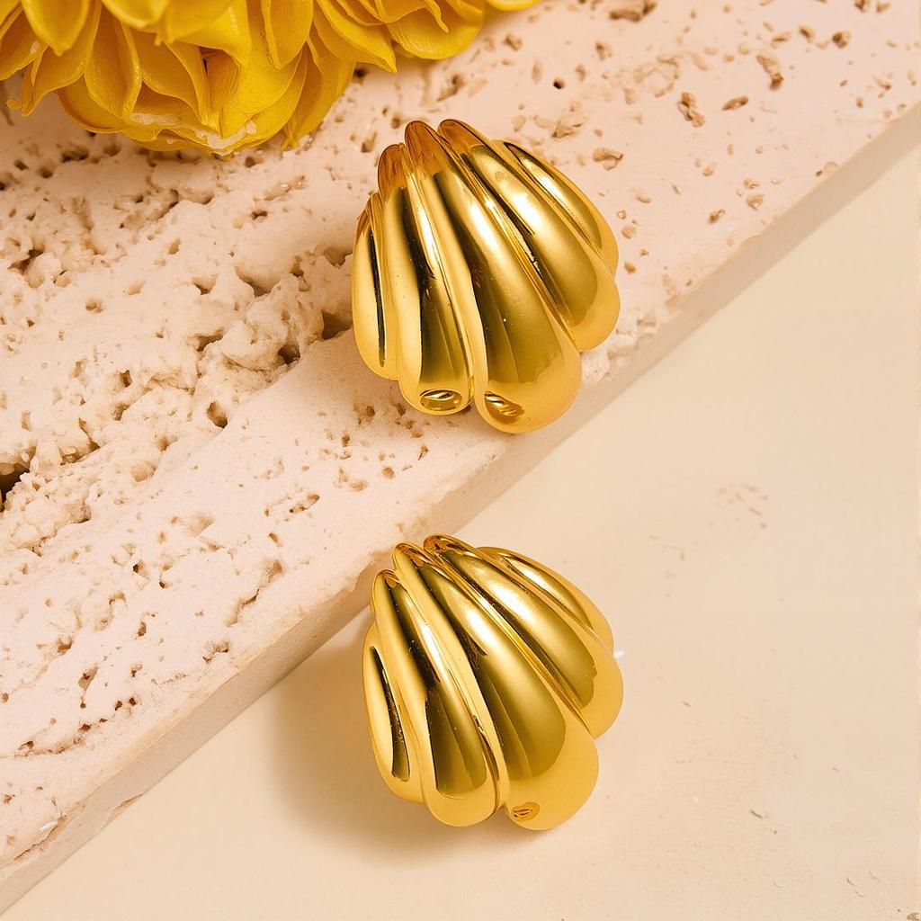 Geometric Irregular 18k Gold Titanium Steel Earrings for Women