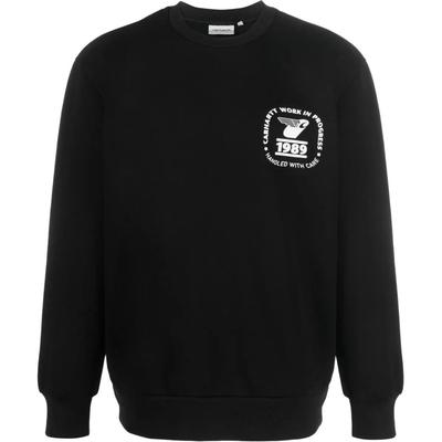 Logo Print Crewneck Fitted Long Sleeve Sweatshirt Men Sweatshirt Black I032445-0D2-XX