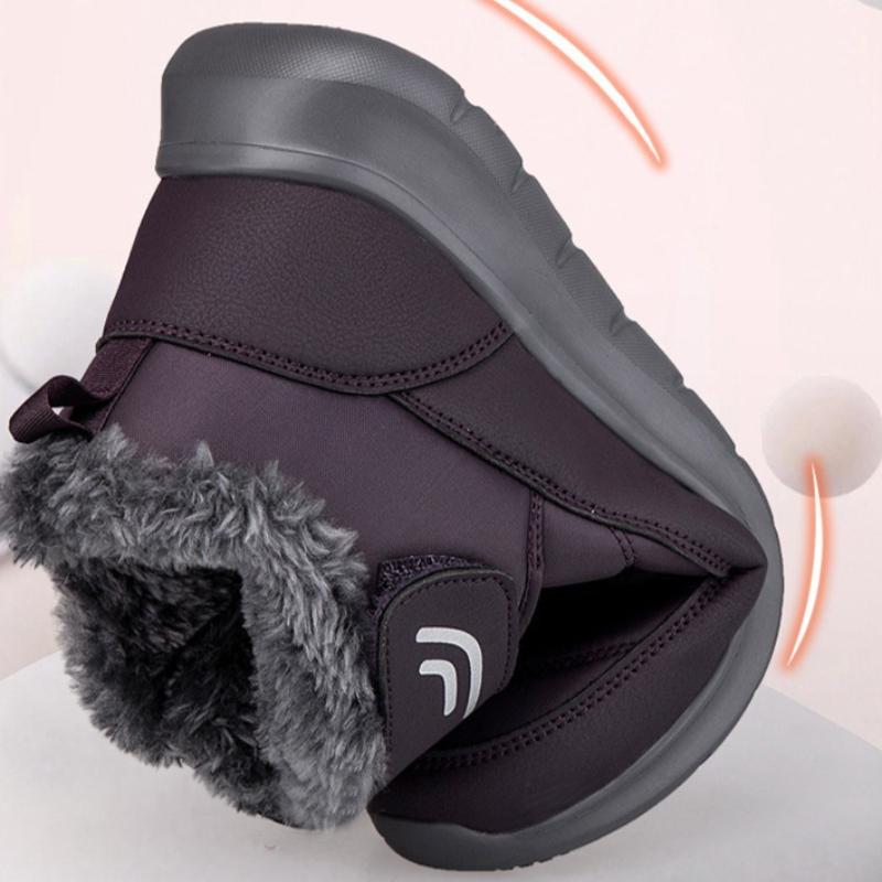Warm Plush Winter Ankle Boots Men Women Non-slip Outdoor Walking Trekking Booties Hook&loop Cotton Shoes
