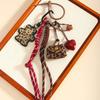 Small and cute leather leopard print small bag pendant keychain leopard print bear love extremely complex bag pendant