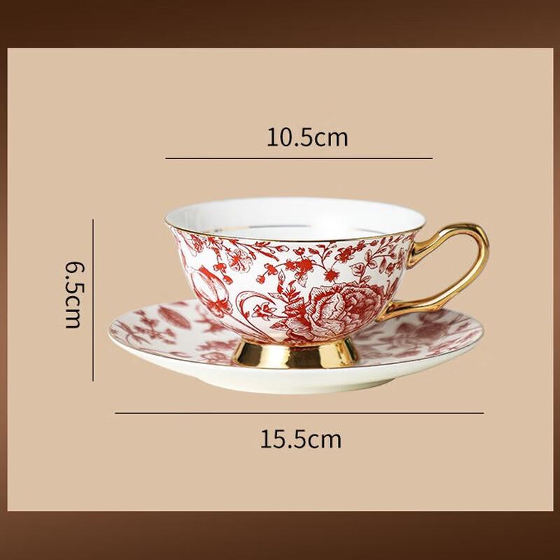 Shangqi Rose Garden Ceramic Coffee Cup & Saucer Set