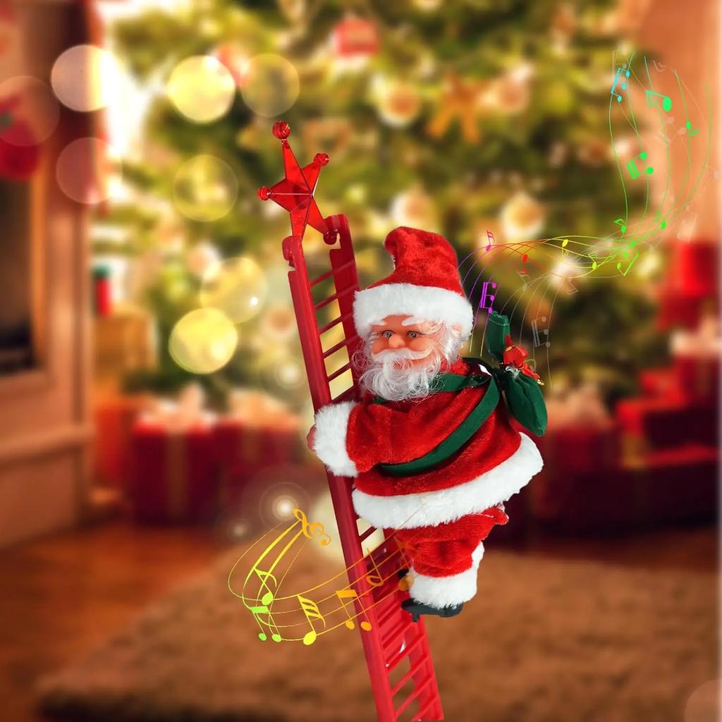 Santa Climbing Ladder Funny Electric Claus Rope Ladder Decoration Christmas Tree Decorations Hanging Ornaments for Party Door