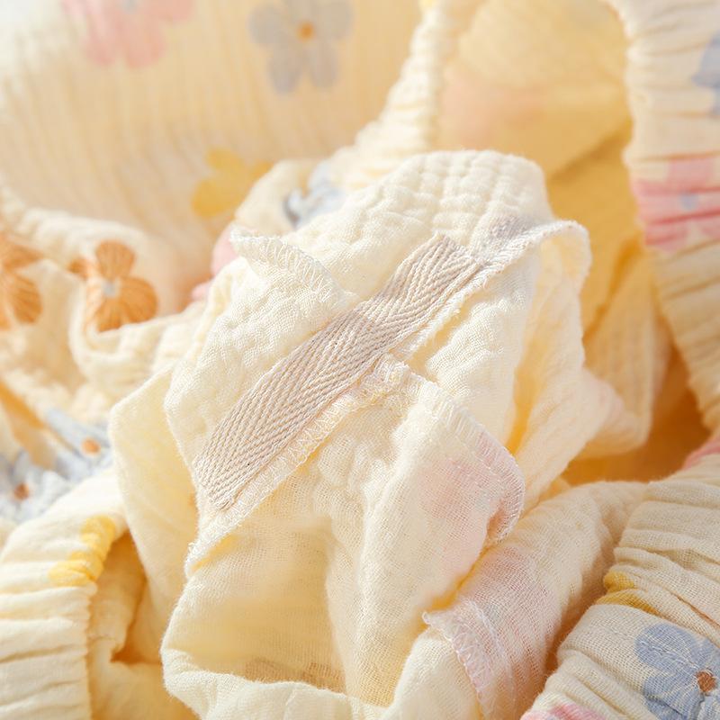 2026 New Spring/Summer Women's Pajama Set Pure Cotton Crepe Sweet and Cute Long Sleeve Long Pants Two Piece Home Clothes