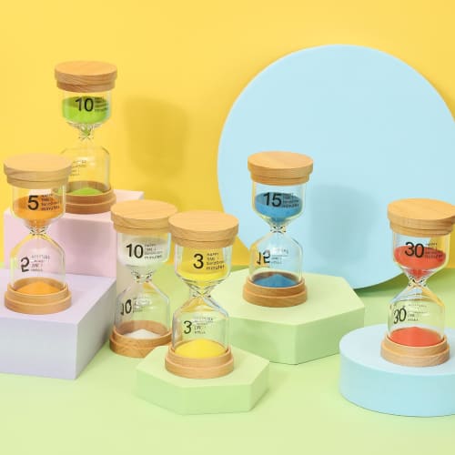 PATIKIL 3-Minute Hourglass, Wooden and High Borosilicate Glass Hourglass, Yellow