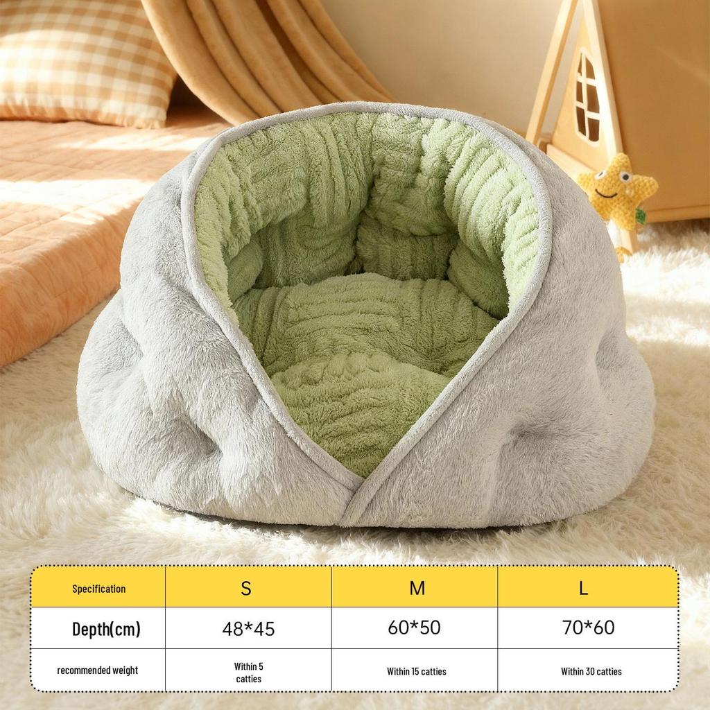 2025 Winter Cozy Semi-Enclosed Dog Bed for Medium and Small Pets
