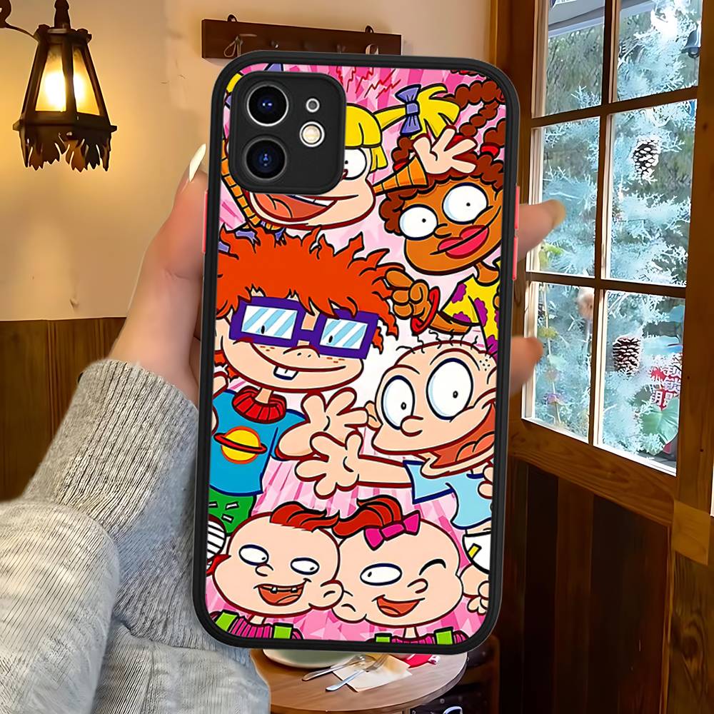 Funny Cartoon R-Rugrat Phone Case For IPhone 16 15 14 11 12 13 Pro Max Plus 12 XS Max Back Cover Matte Case iphone 12pro max
