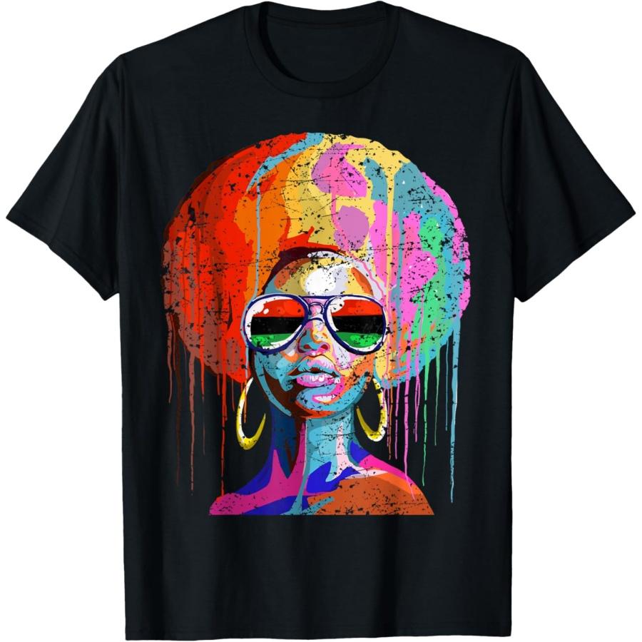 Womens Black Queen Afro Melanin Dripping Juneteenth T-Shirt XXXXXL чёрный