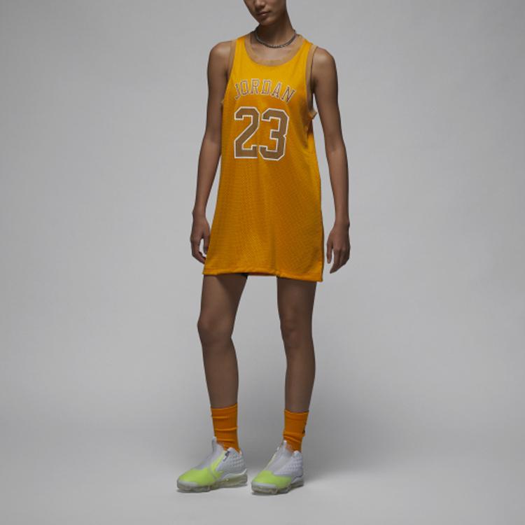 Jordan Logo Print Breathable Basketball Sleeveless Dress Women Dress Yellow DO5030-705