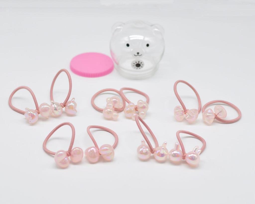 Flashing Bear Hair Ties for Kindergarten Girls - Gentle, Colorful Rubber Bands
