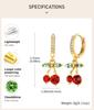 Orecchini Pendenti con Zirconia Ciliegia per Donna, Gioielli Pendenti a Forma di Frutto Placcati Oro, Dolce Orecchino Personale per Ragazze