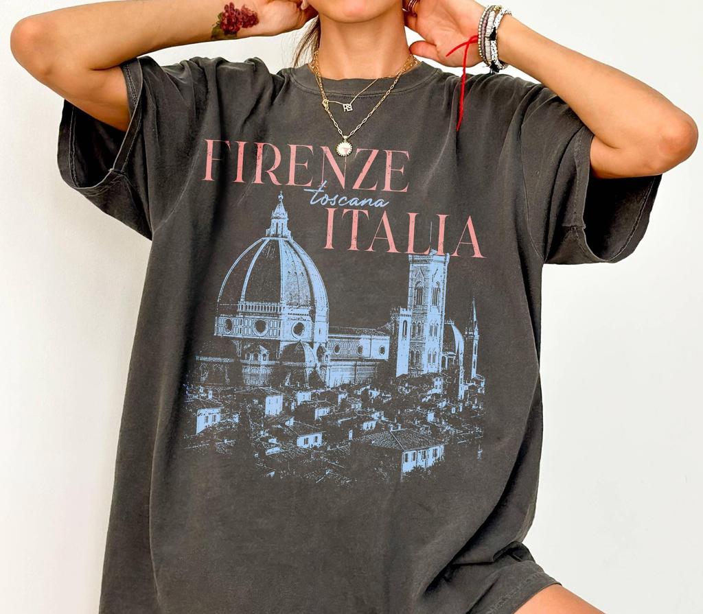 Vintage Firenze Italia T-Shirt, Retro Florence Graphic Tee, Toscana Travel Souvenir