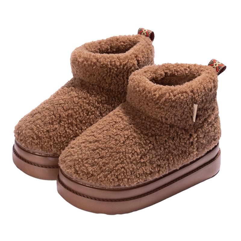 Women's Winter Short Boots - Comfortable Cotton Slippers with Fleece, Thick Soles, Warm and Versatile for Outdoor Wear.