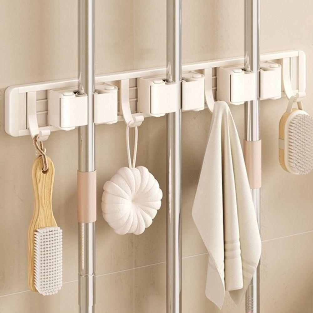 Removable Suction Cup Mop Holder Space Aluminum Mop Broom Holder Broom Hanger Bathroom