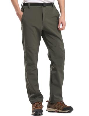 Butrends Winter Thick Softshell Trekking Waterproof and Warm for Fall and Size M Men's Pants, Fleece-Lined Pants, Winter, (Green)