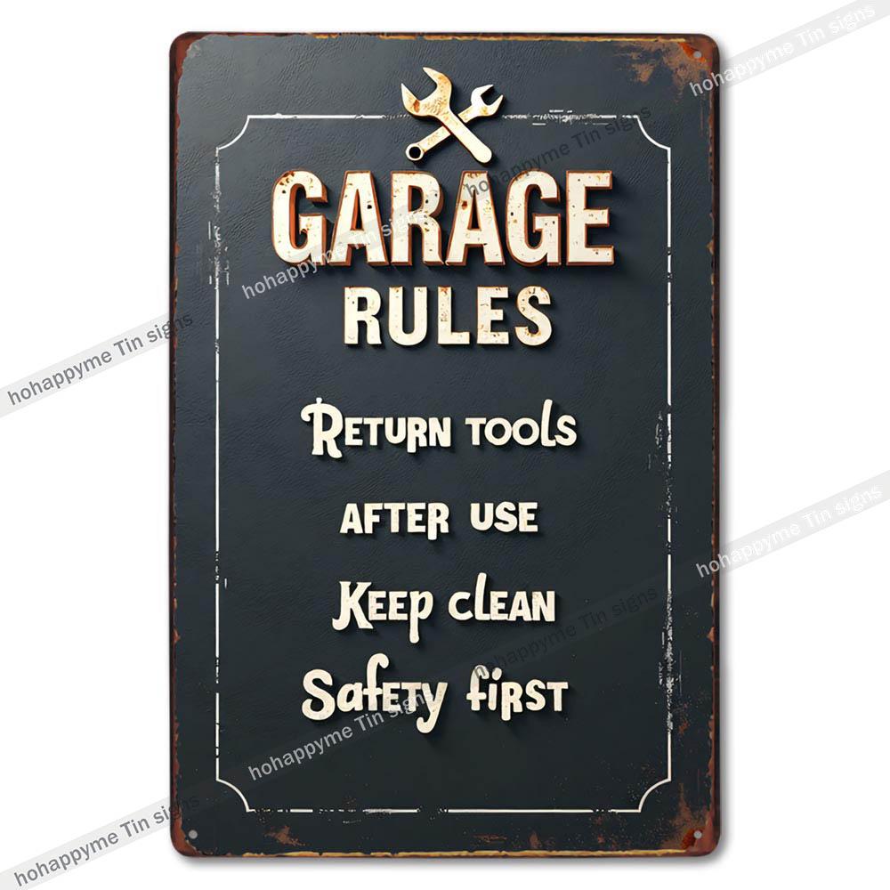 Garage Metal Tin Sign Wall Art Plaque Retro Vintage Auto Repair Shop Decor Man Cave Mechanic Tire Service Bar Pub Decoration
