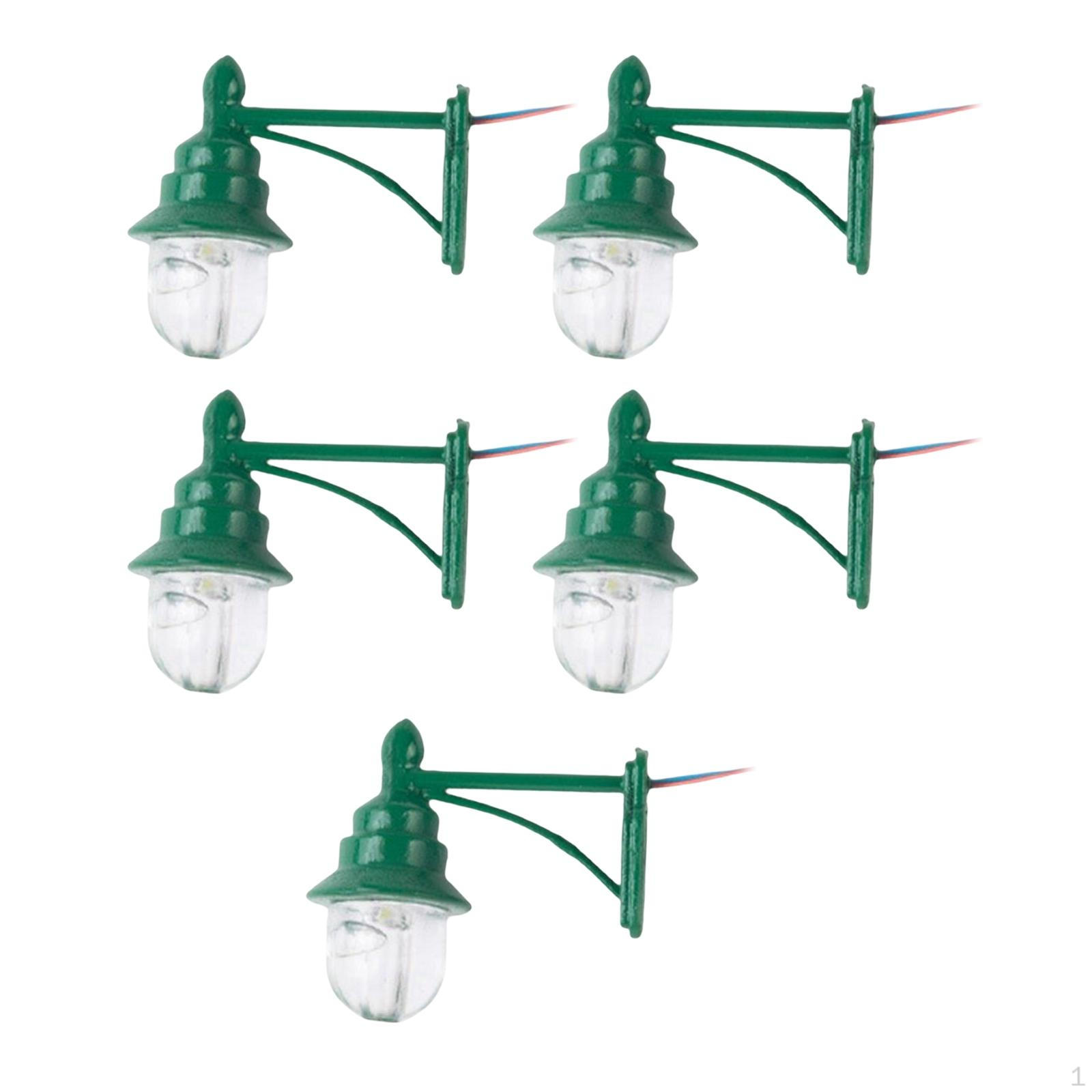 5Pcs Mini Lamp Ornament 1:87 Model Railway Lamps for Building Sand Table Courtyard