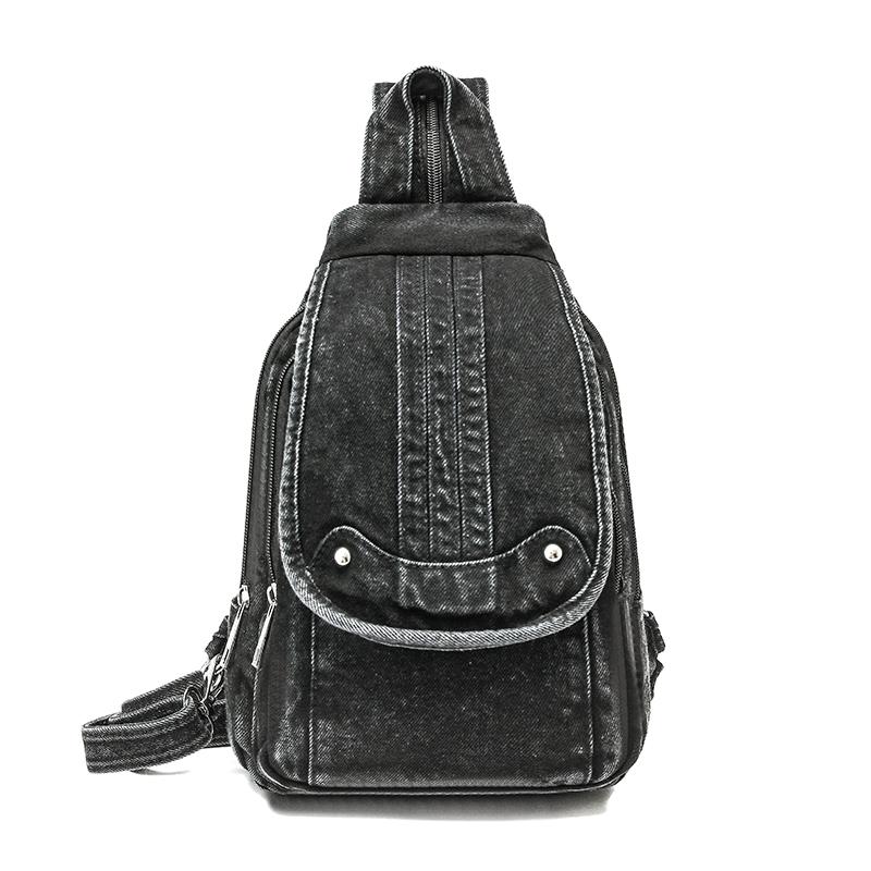 Vintage Denim Bag Multi-functional Chest Bag Women Backpack