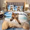 Cute Cat Bedding Set Home Bedroom Decoration Boy Girl Quilt Cover Pillow Cover Kids Comforter Sets Gift 2/3pcs
