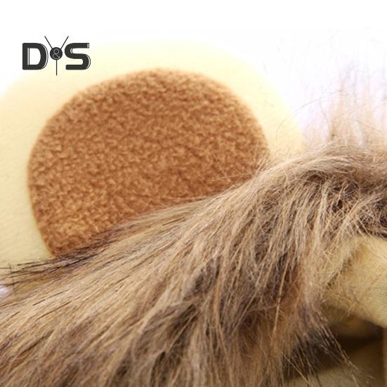 Lion Mane Wig for Dogs Fuzzy Pet Headgear with Ears Pet Dress-up Costume Plush Cat Hood for Halloween Christmas Party