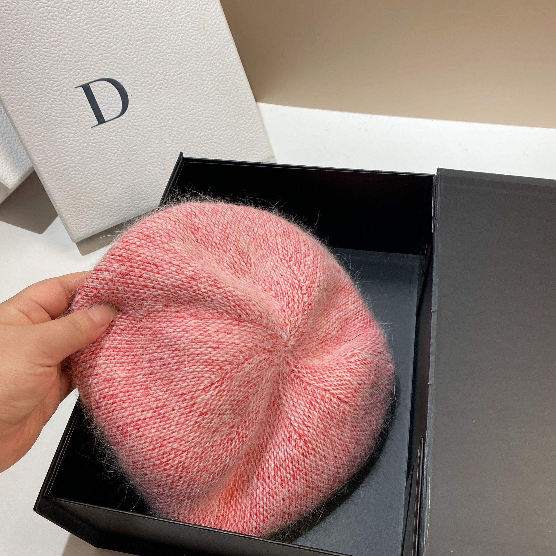 

Берет из меха ангорского кролика в корейском стиле: Мягкая, теплая, плюшевая восьмиугольная шапка для осени и зимы One Size красный