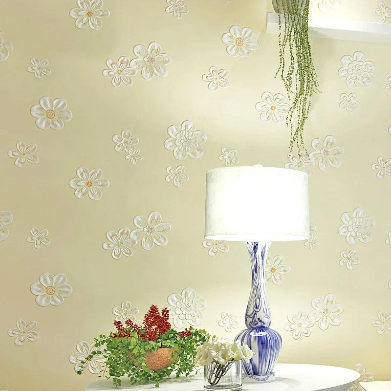 9.5M Thickened 3D Warm Wallpaper for Girls' Room Non woven Non Self Adhesive Wallpaper bedroom decoration