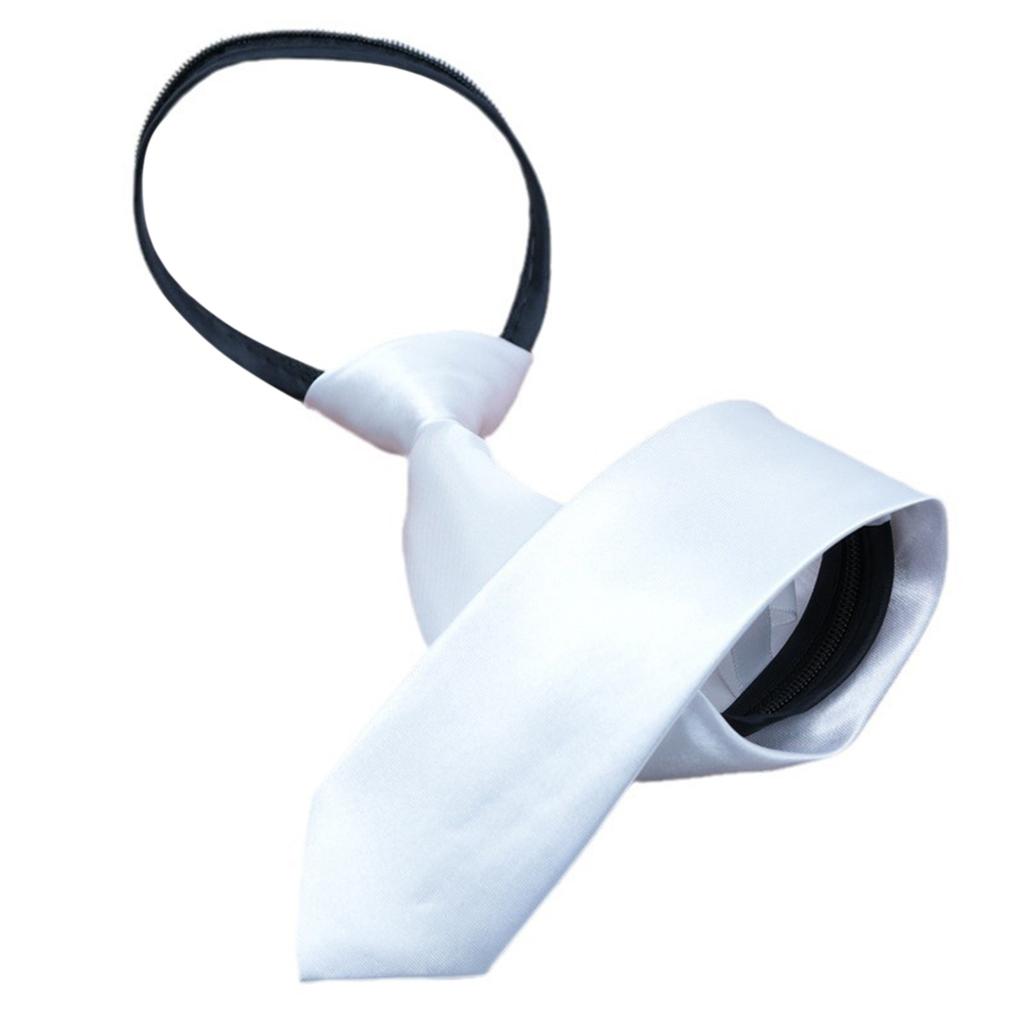 Solid Color White Neck Tie for Men Women Children Graffiti for Father's Day Decoration Necktie Adjustable Zipper Ties