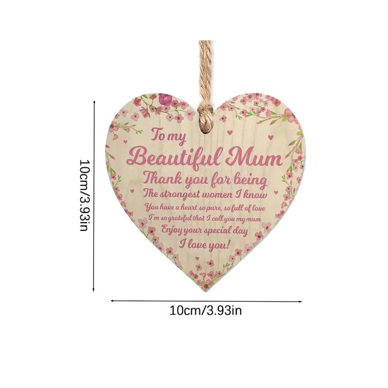 Wooden Heart Hanging Sign Birthday Mothers Day Gifts Thank You Gift For Mom Home Door Decorative Ornaments Pendant