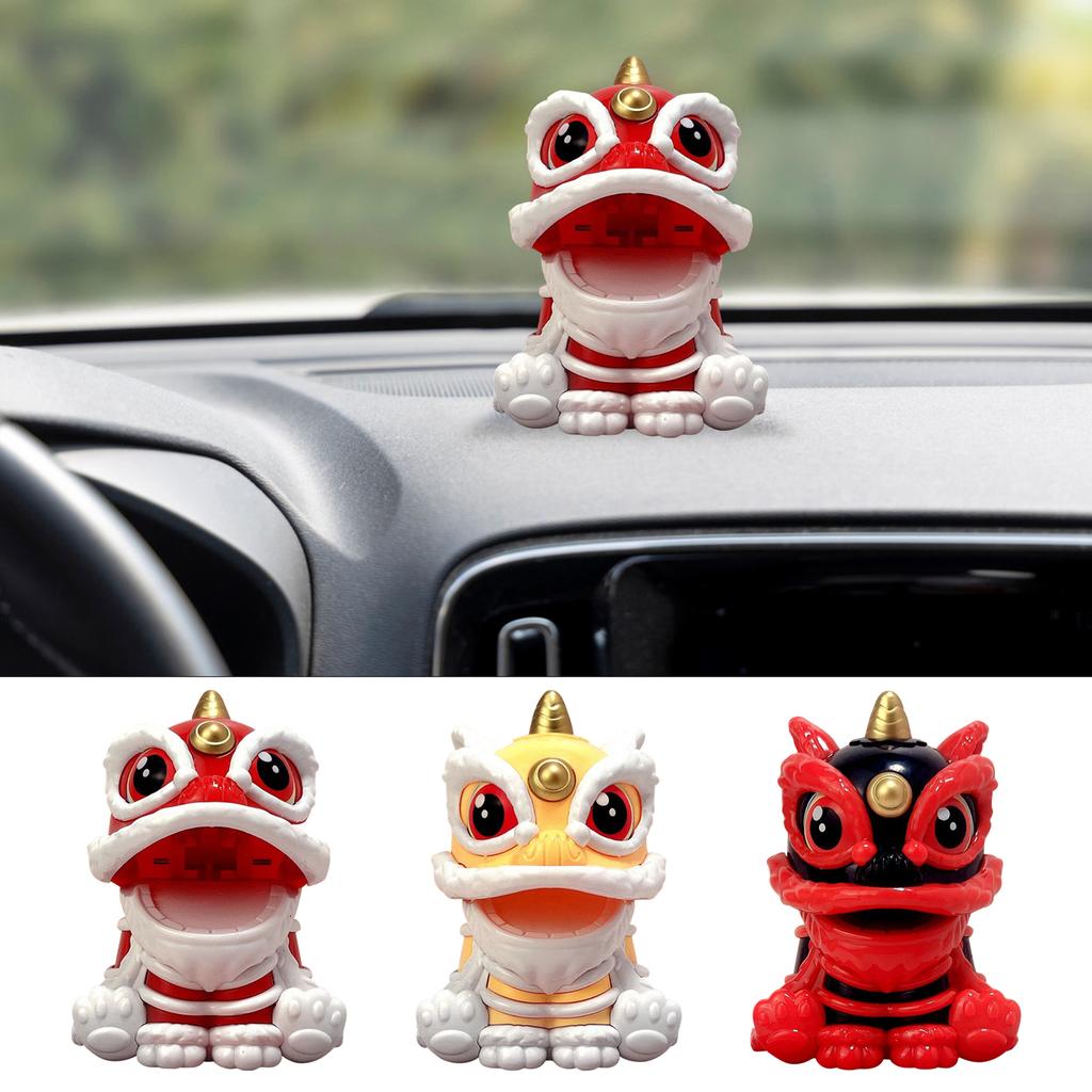 Cute Dashboard Car Accessories Desk Decor Chinese Lion Shaking Head Solar Power Cute Car Ornament Chinese Decorations Dashboard