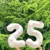 1pc 32 Inch White Number Aluminum Foil Balloon 5pcs Bow and Dot Glue Combination Birthday Anniversary Festivals Party Decoration