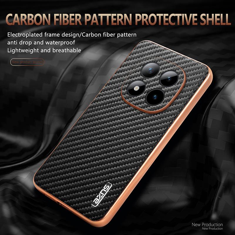 Luxury Skin Feel Carbon Fiber Pattern Electroplated Frame Phone Case for Redmi Note 15 14 Pro Plus 13 K80 K70 Shockproof Cover