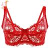 Thin Single-layer Transparent Sexy Bra Full Lace Steel Ring Unlined Bra Fresh Adjustment Plus Size Bra 34-40 Cup BC