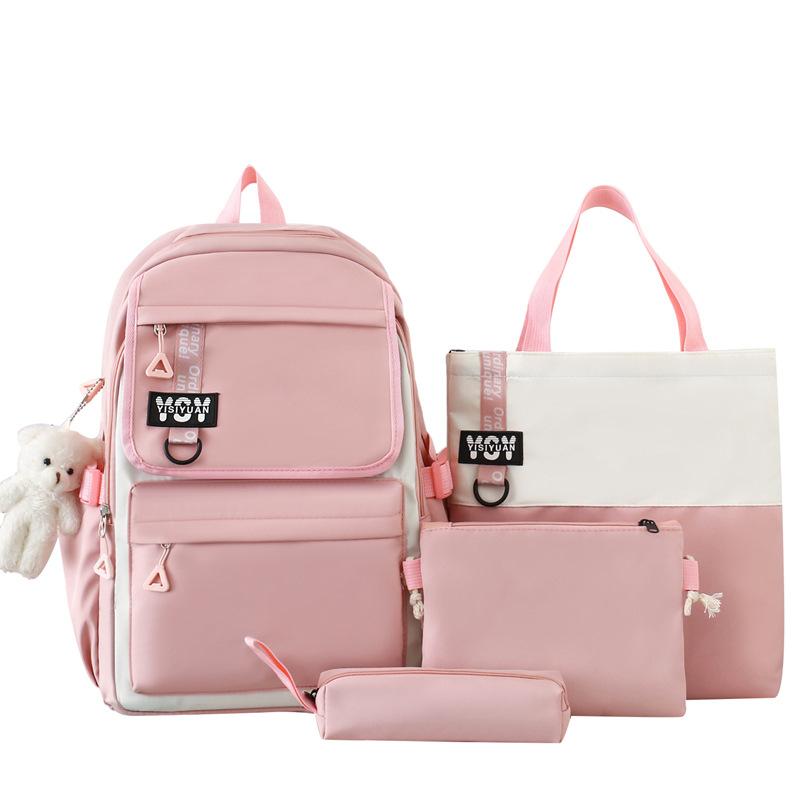 Schoolbag Large-capacity Four-piece Student Backpack High School Large-capacity Portable Make-up Bag Simple Going Out Leisure Backpack