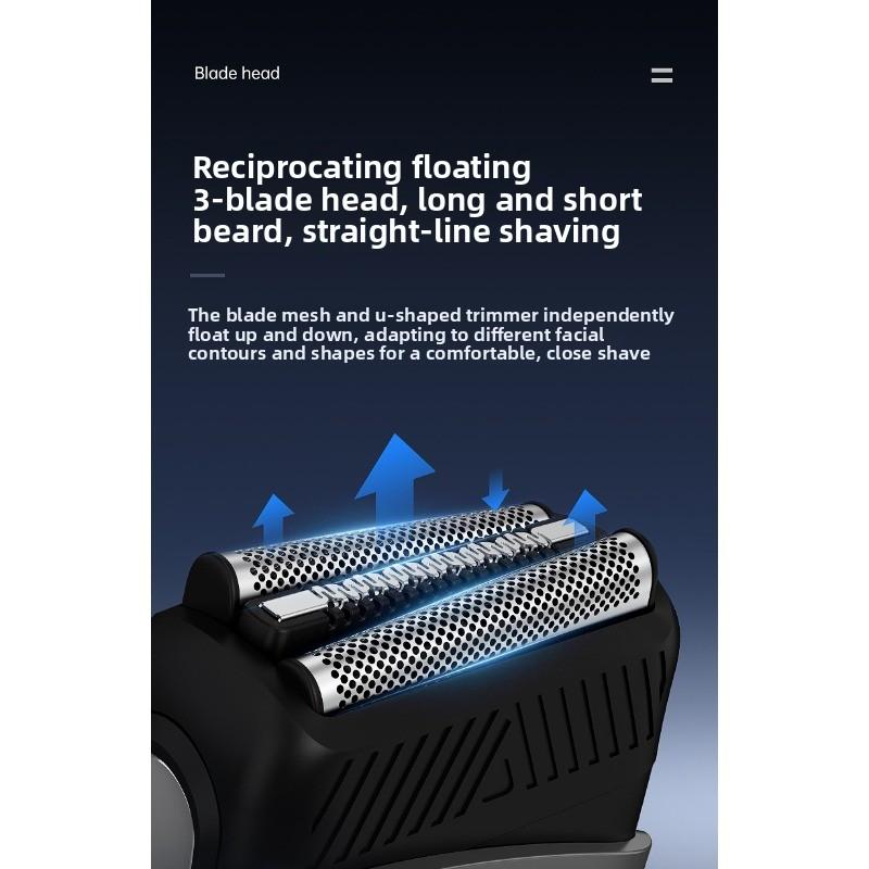 Two-in-one Reciprocating Razor with Digital Display, Magnetic Attachment, Three Blades, Portable Multi-functional Electric Trimmer