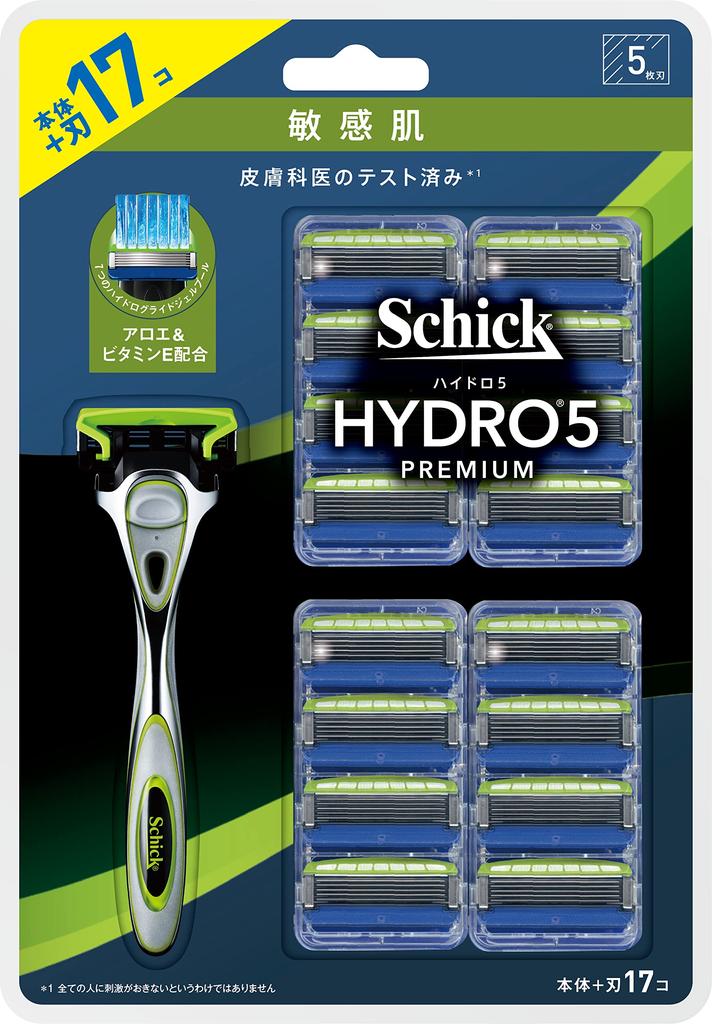 Schick Hydro 5 Premium Sensitive Skin Club Pack 16 replacement Shaving Razor for Men Silver (Holder (with blade) + blades)