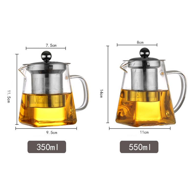 Glass Teapot High Temperature Resistant Thickened Stainless Steel Filter Anti-Scalding Teapot Household Teapot Kung Fu Tea Set