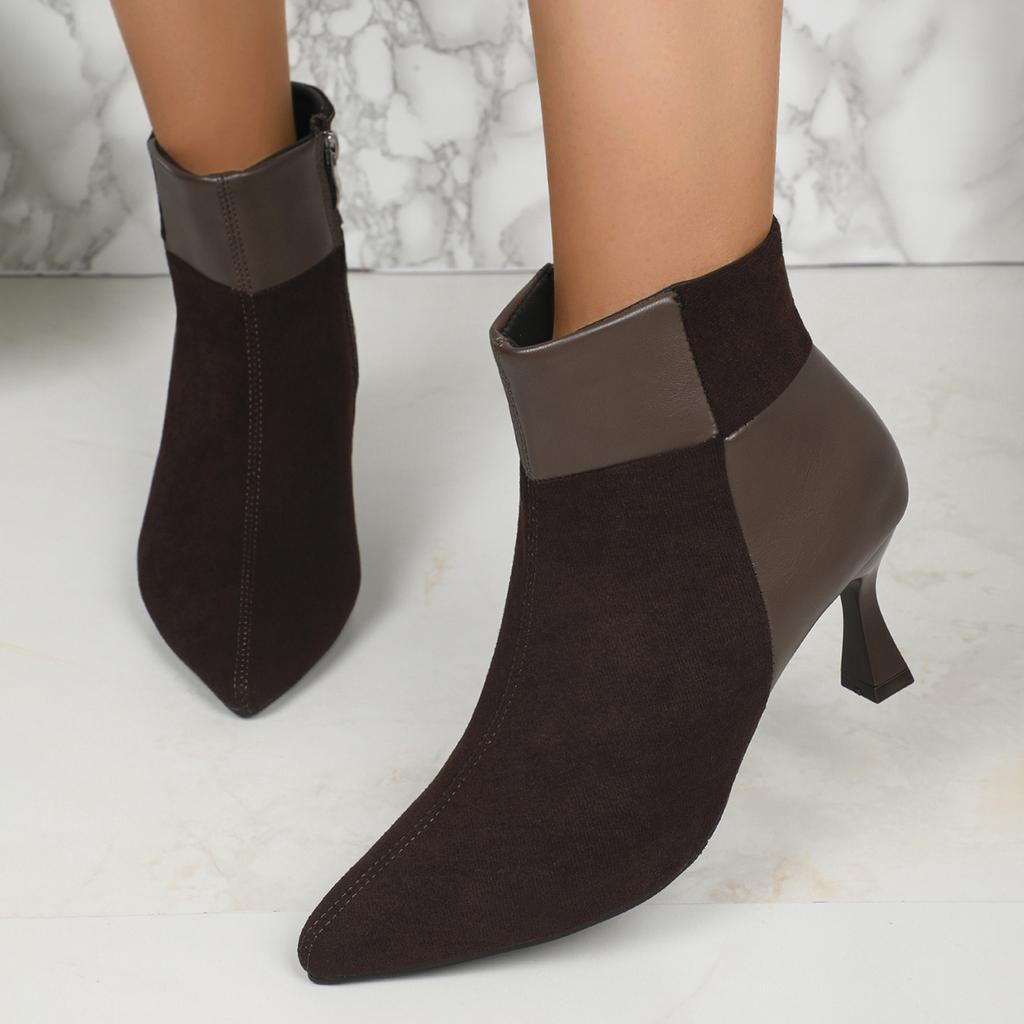 Women Boots 2024 New Hot Sale Side Zipper Boots Women Autumn Pointed Toe Solid Sexy Short Barrel Thin Heels Shoes for Women